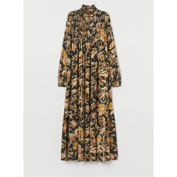 H&M Floral Stand Collar Maxi Dress Size Small fits to Large - Picture 4 of 10